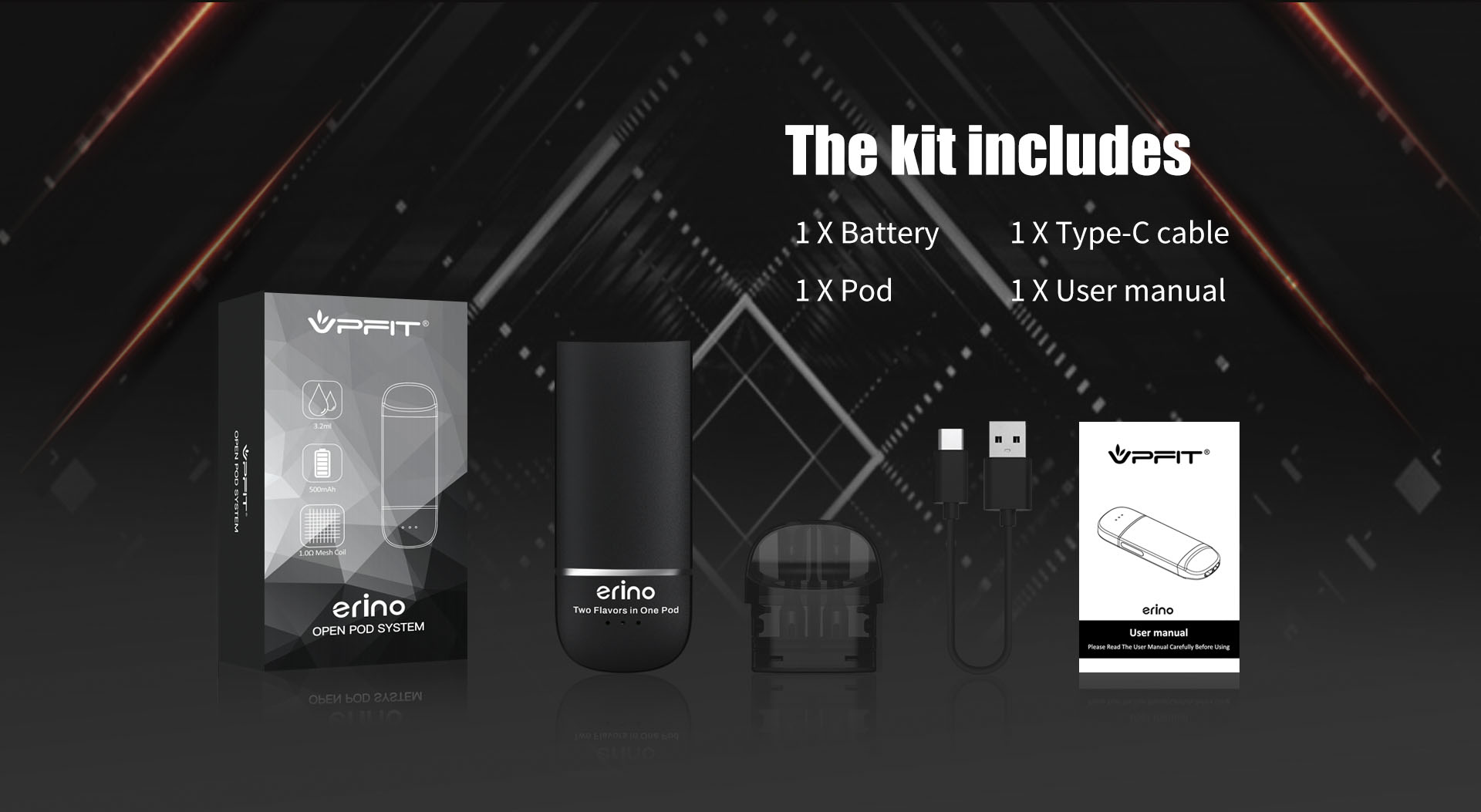 The erino vape kit includes