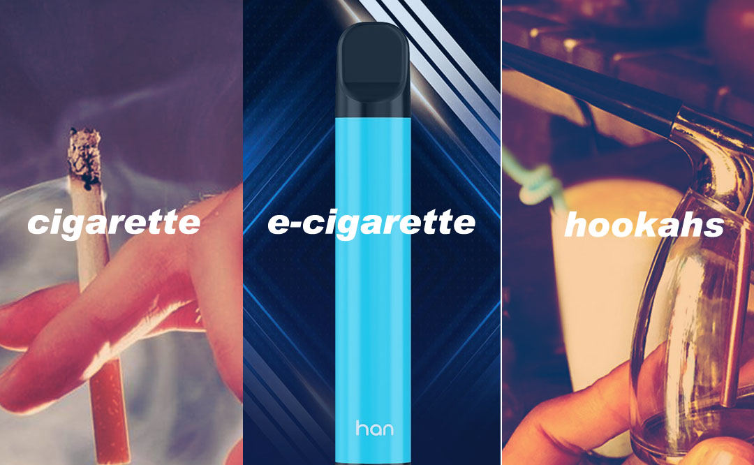 comparison among e-cigarette cigarette hookahs