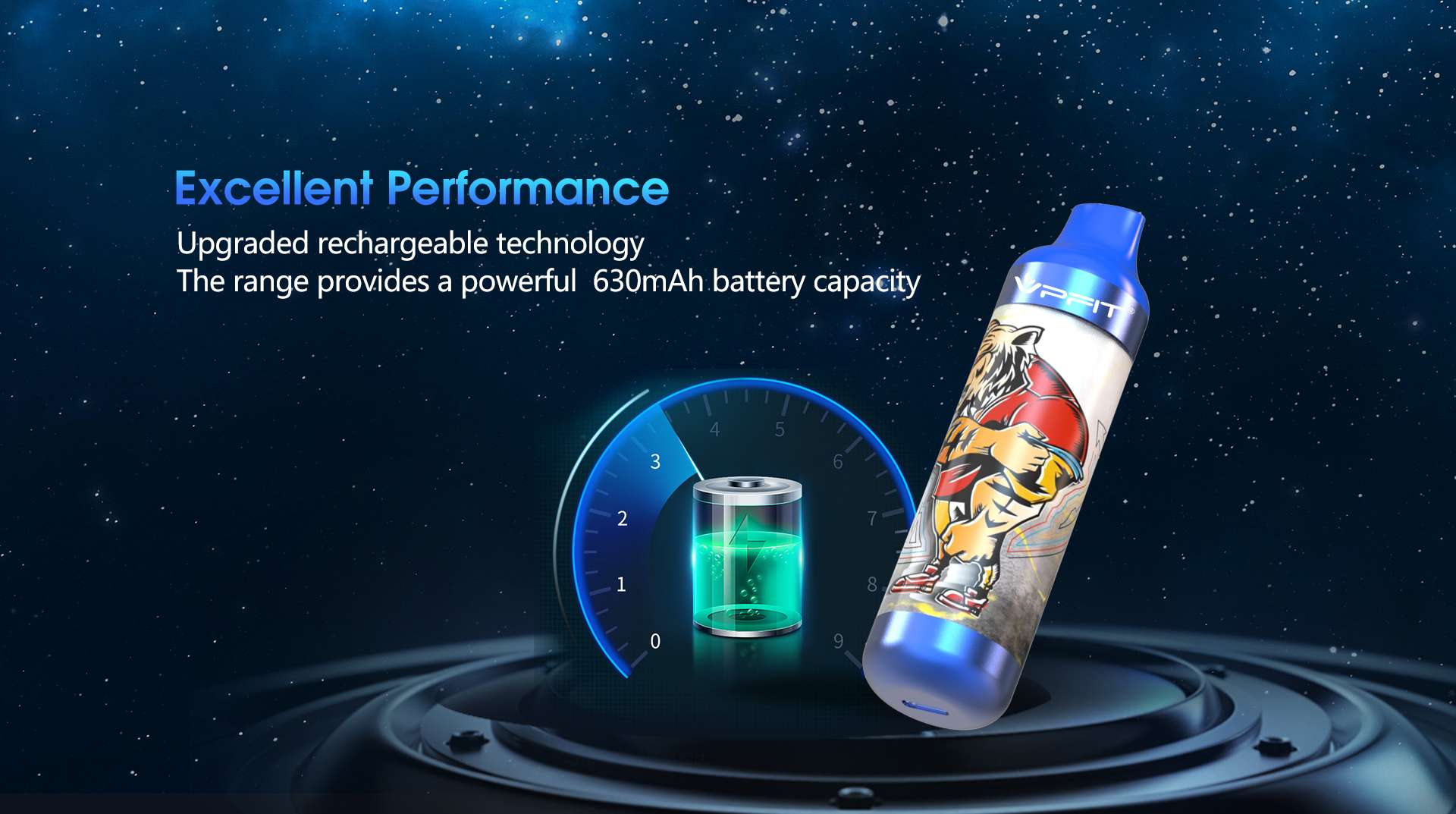 Excellent performance 630mAh upgraded recharge technology