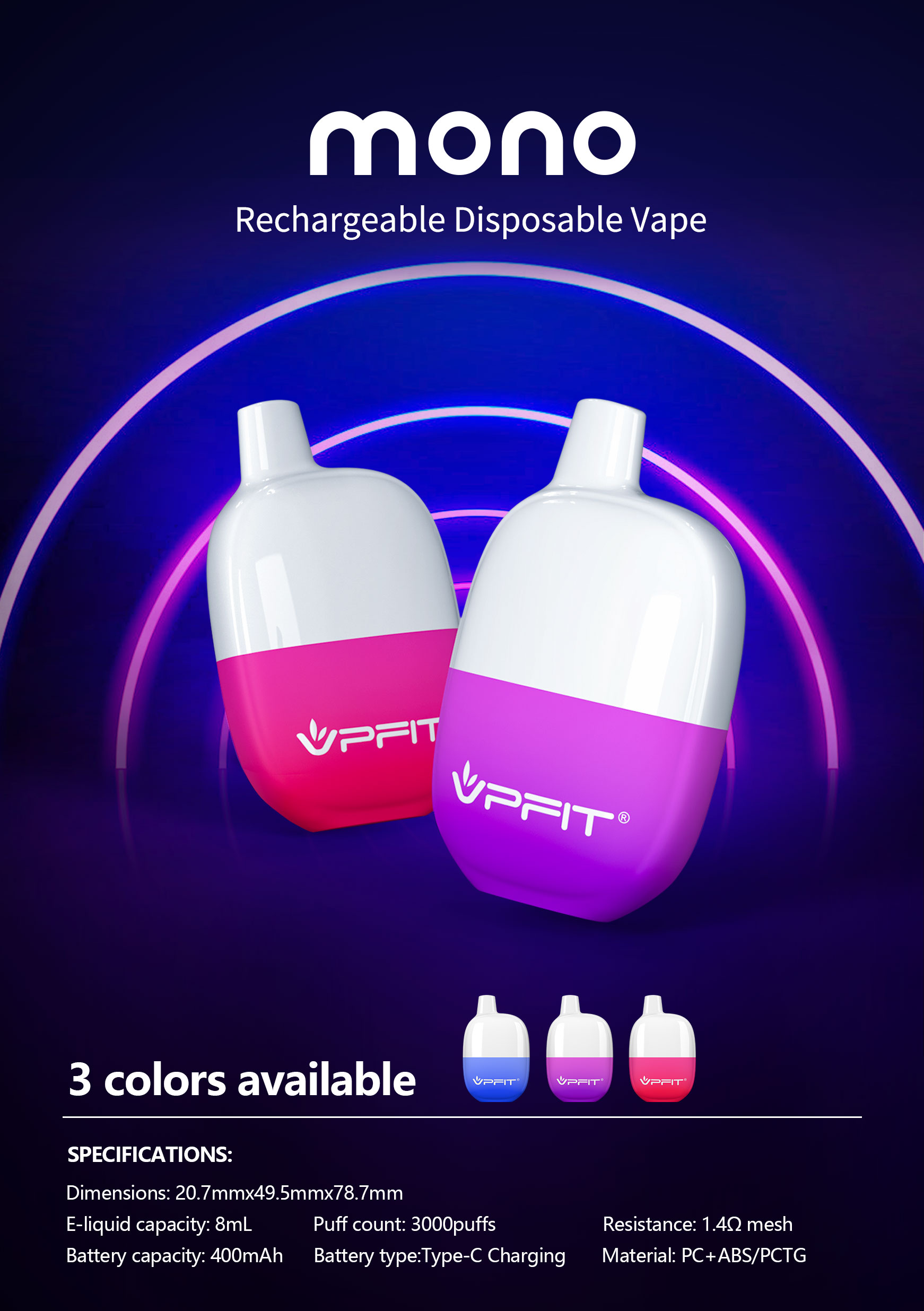 Disposable Vape Catalog of mono 8mL Mesh Coil