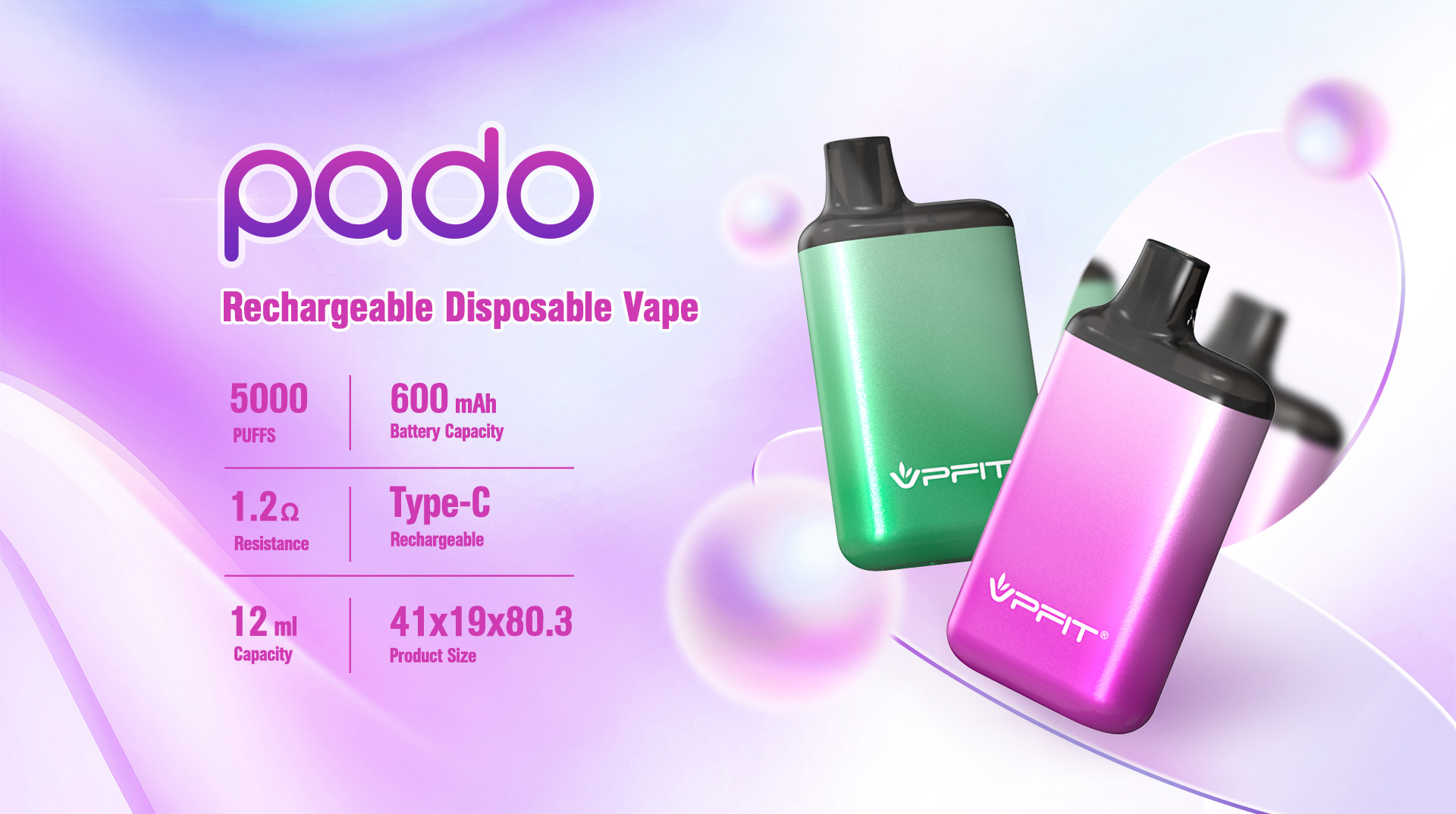 PADO rechargeable Disposable Vape Pen main parameter