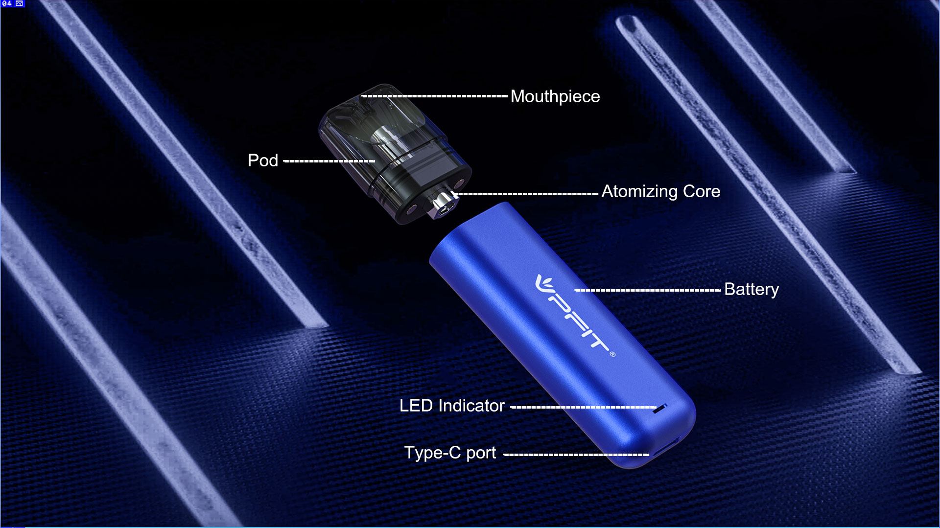 VPFIT Insbar-II prefilled pod rechargeable vape pen main structure