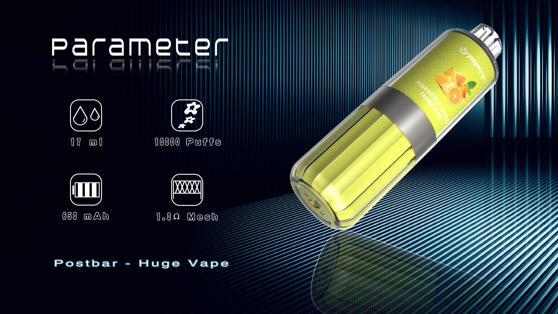 Parameters of this Disposable and rechargeable Vape Pen 10000 puffs