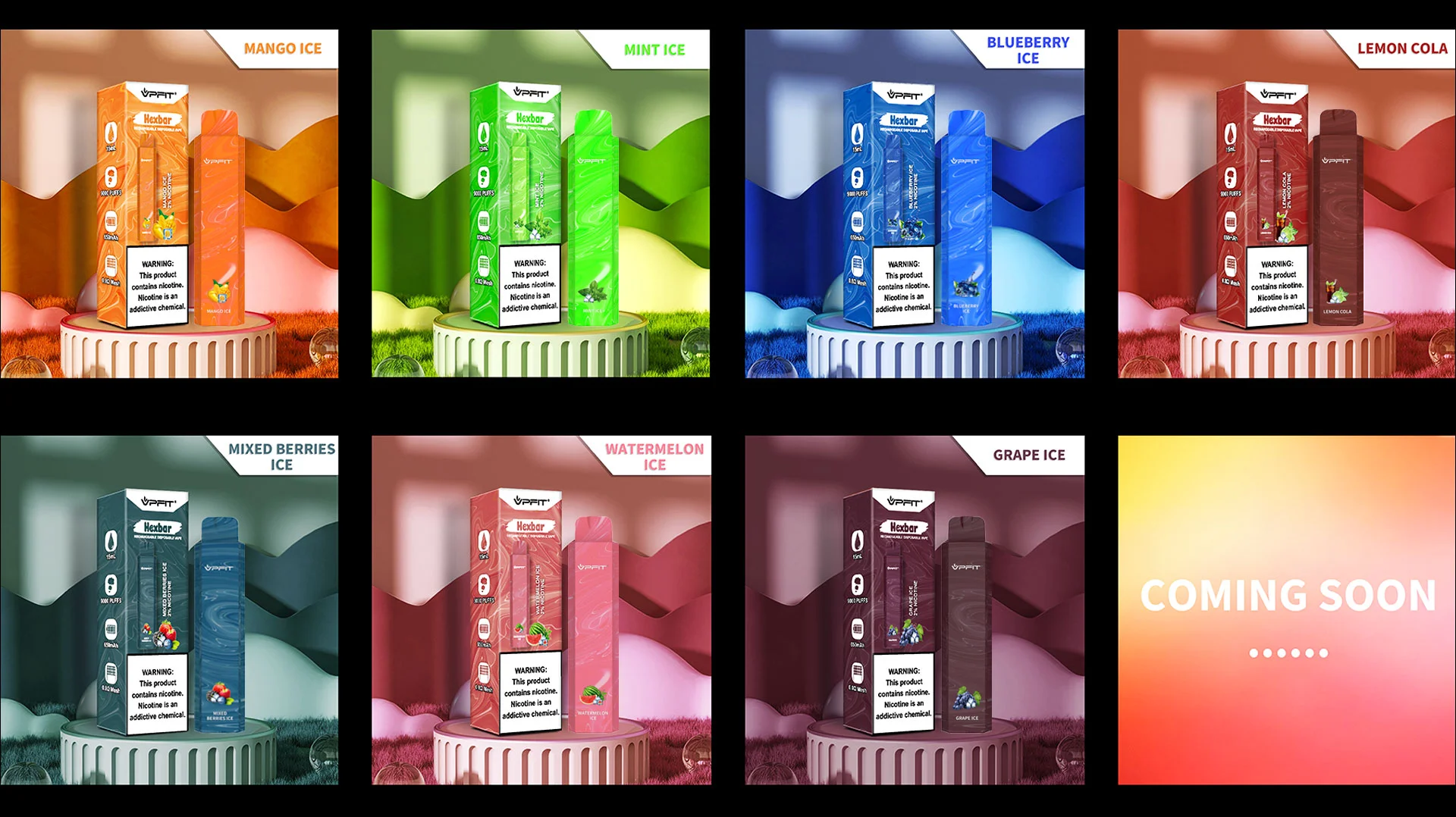 Hexbar 9000 puffs rechargeable disposable vape Fruit Flavor