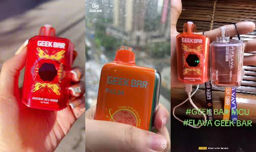 Various Geek Bar E cigarettes ads on Tiktok